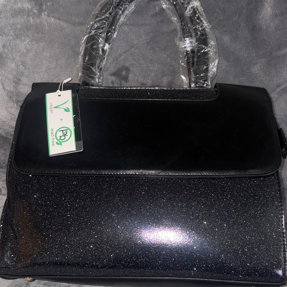 Elegant Black Glitter Women's Handbag NWT